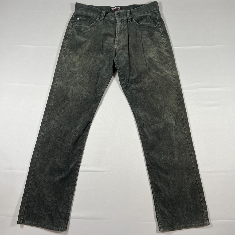 Kirkland Signature Corduroy Pants Mens 32x32 Black Cotton Stretch Straight Leg